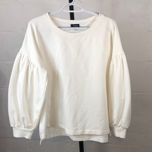 a.n.a A New Approach Balloon Sleeve Sweatshirt Size L Ivory NWOT #h4